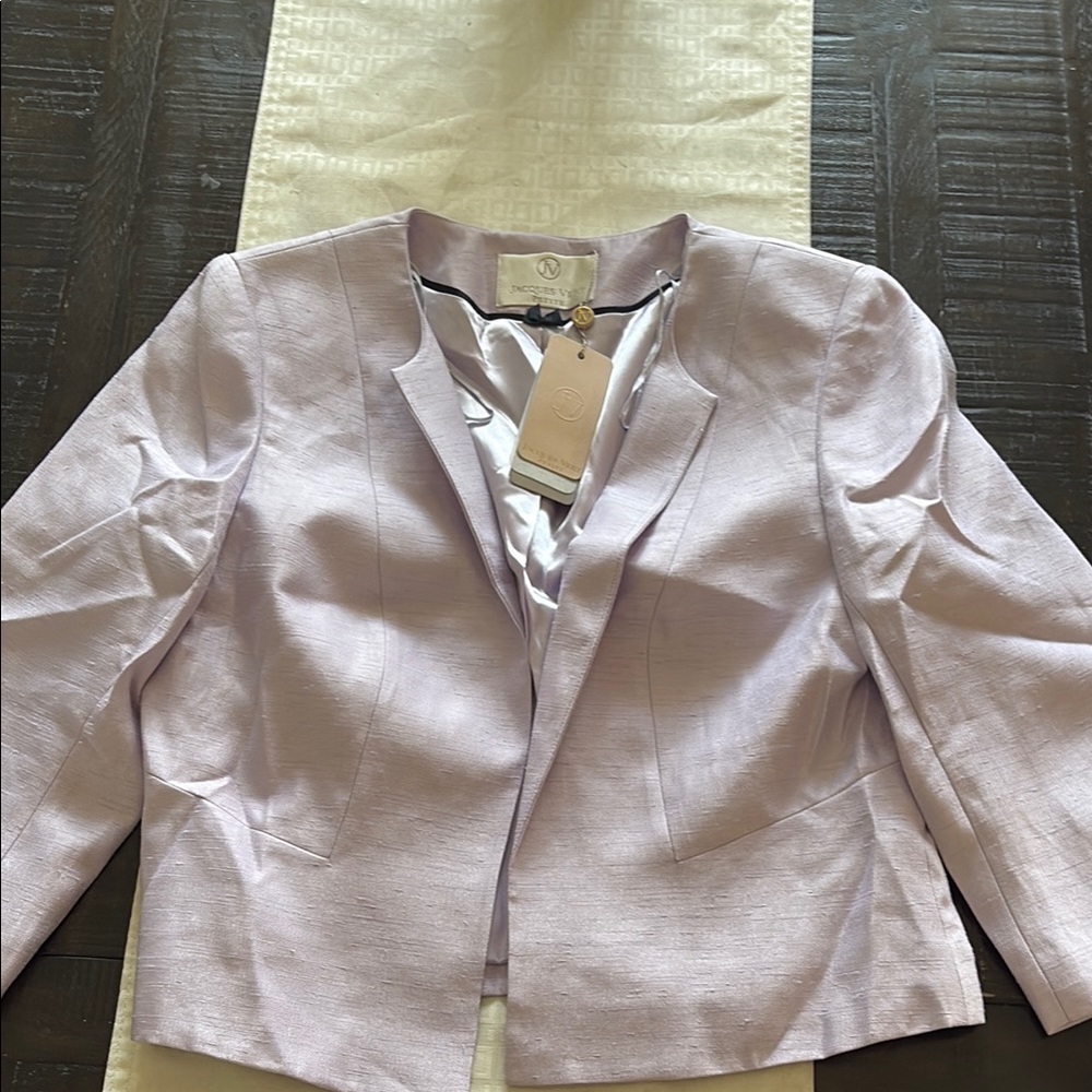 Purple Cropped Blazer with Satin Finish